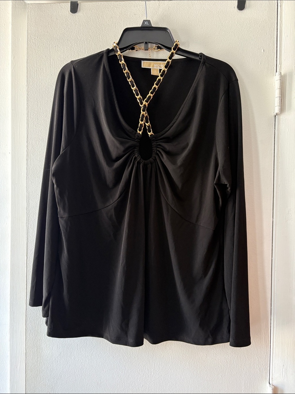 Michael Kors Black Long-Sleeve Chain-Detail Top